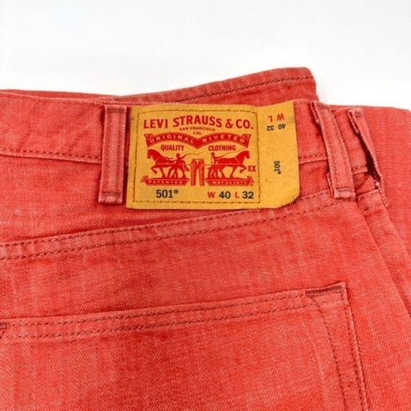 Levi’s 501 White Oak Cone Denim Jeans – Rare Red Coral W40 L32 Vintage - Picture 10 of 10